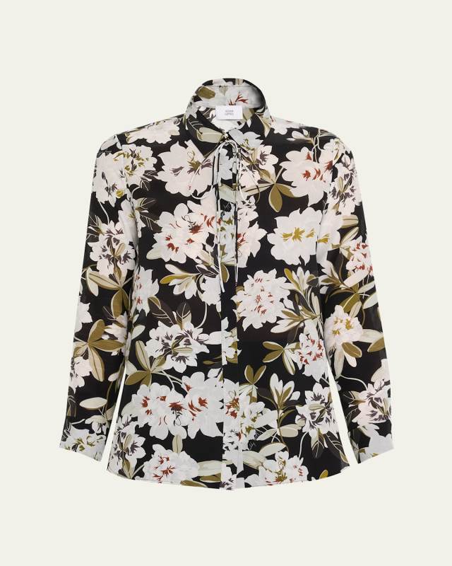Mathias Floral-Print Crepe De Chine Shirt